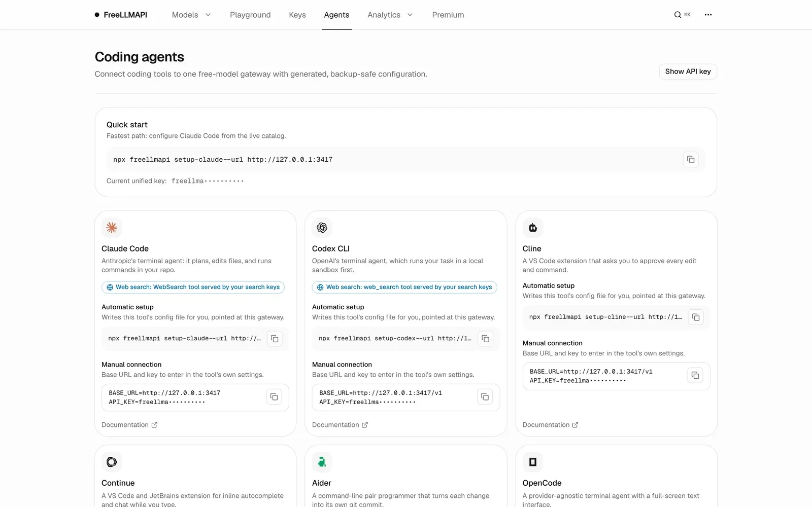Coding agents with one-command setup