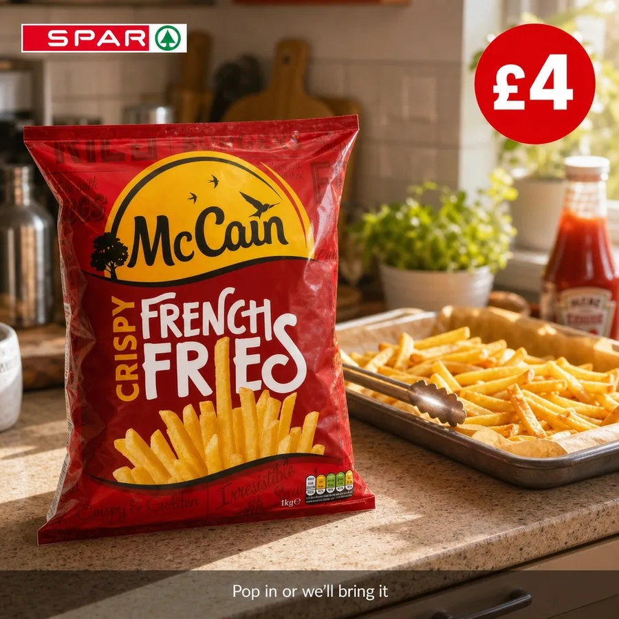 Generated SPAR post: McCain fries with a £4 badge