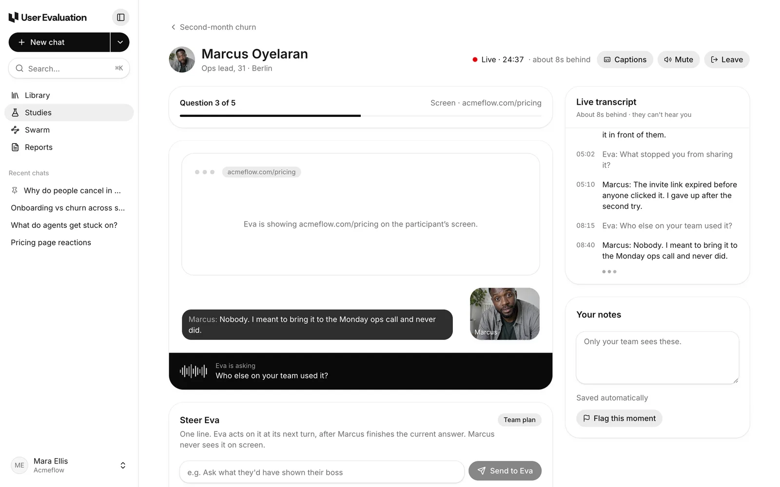 A live interview with its transcript