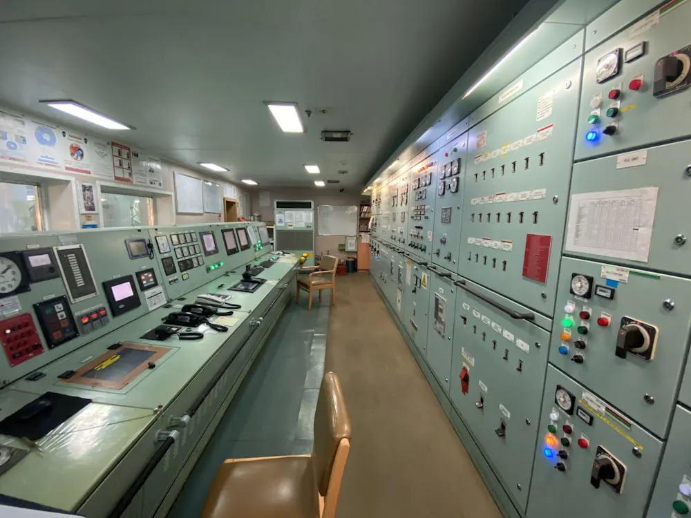 Rows of control panels in an operations room